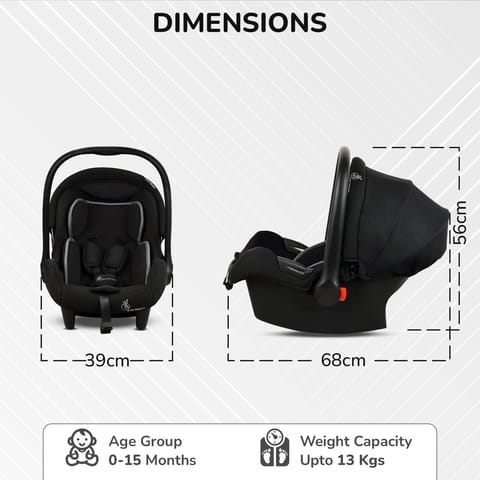 R for Rabbit Picaboo Sportz Pure Black Carry Cot