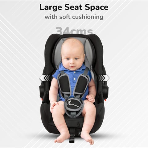 R for Rabbit Picaboo Sportz Grey Black Carry Cot