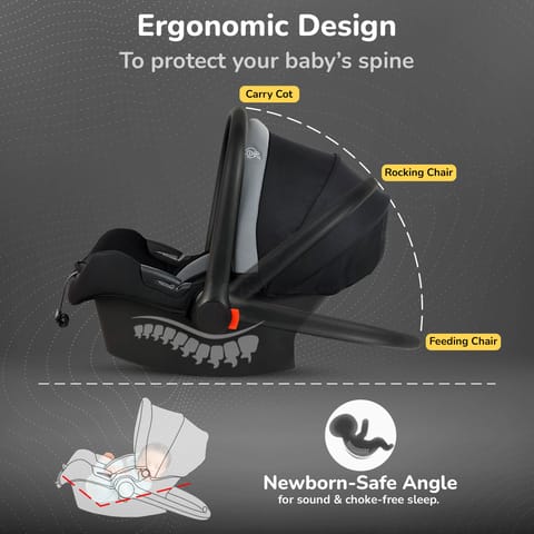 R for Rabbit Picaboo Sportz Grey Black Carry Cot