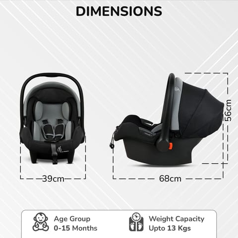 R for Rabbit Picaboo Sportz Grey Black Carry Cot