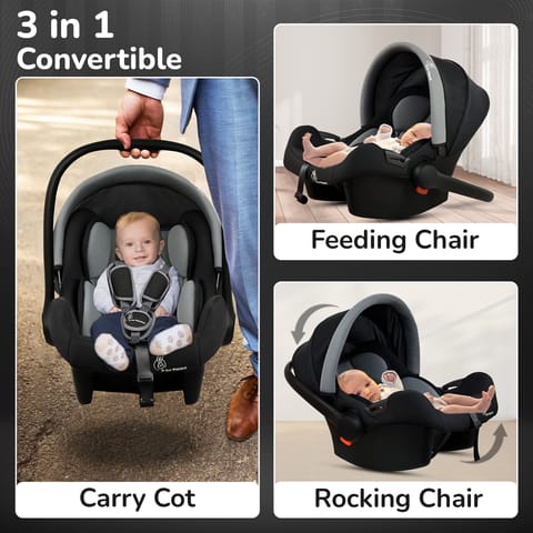 R for Rabbit Picaboo Sportz Grey Black Carry Cot