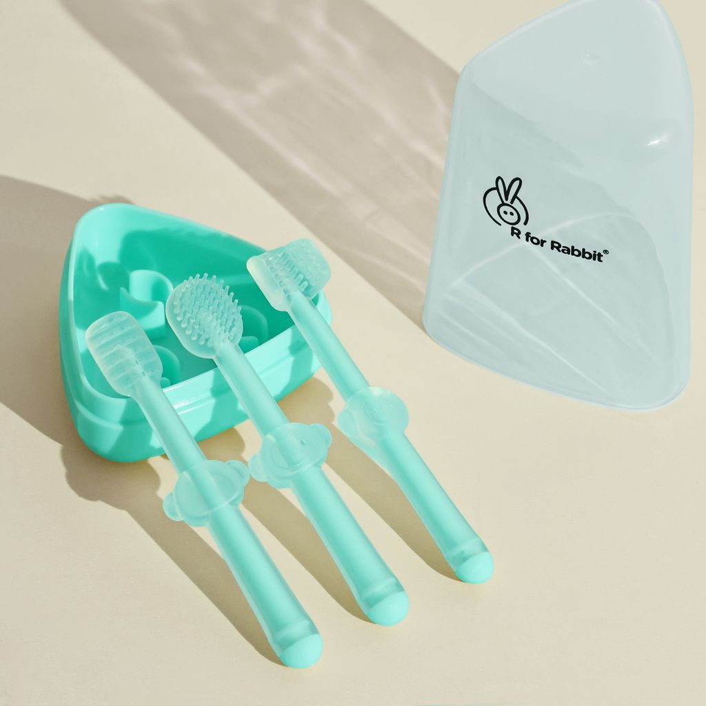 R for Rabbit Tiny Smiles Pixie Lake Blue Kids Toothbrush