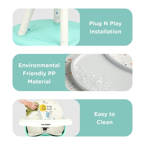 R for Rabbit Cherry Berry Tusky Green Cream High Chair