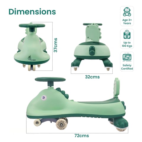 R for Rabbit Iya Iya Dino Sea Green Swing Car