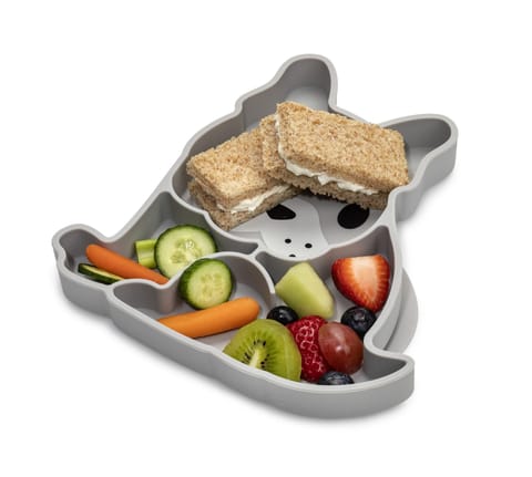 melii Divided Silicone Suction Plate - 100% Silicone, for Baby, Toddlers – BPA Free, Dishwasher & Microwave Safe (Bulldog)