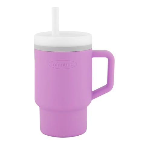 Infantino My 1st Tumbler – Adorable Miniature Tumbler with Leak-Resistant Straw and Toddler-Friendly Handle, Encourages Hydration, Easy to Clean, (266 ml), Lilac