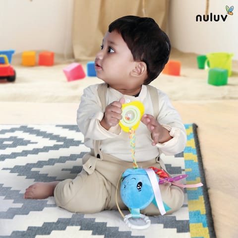 Nuluv Waves Octopus Plush Toy I Hanging Rattle I Stroller Toy for Baby 3 Months+ with Teether & Rattle Sound - Multicolor
