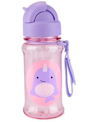 Skip Hop Zoo Straw Bottle with Tritan Renew, BPA-Free & PVC-Free Sippy Bottle for Kids, 355 mL Sipper - Narwhal