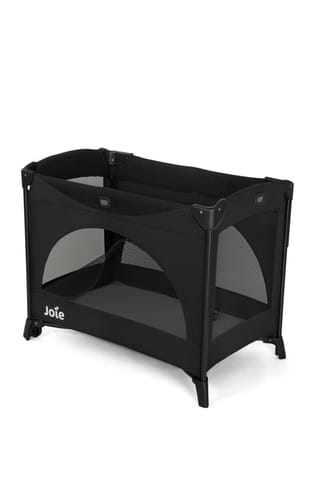 Joie Kubbie Sleep Baby Playpen - Playard/Folding Baby Bed Cum Cot/Convertible Crib, Birth to 3 Years, with One Side Drop Down and Zip Open Entry/Exit, Including Cradle Connect Strap - Shale