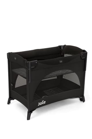 Joie Kubbie Sleep Baby Playpen - Playard/Folding Baby Bed Cum Cot/Convertible Crib, Birth to 3 Years, with One Side Drop Down and Zip Open Entry/Exit, Including Cradle Connect Strap - Shale