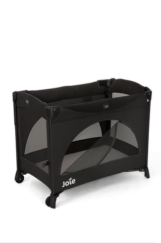 Joie Kubbie Sleep Baby Playpen - Playard/Folding Baby Bed Cum Cot/Convertible Crib, Birth to 3 Years, with One Side Drop Down and Zip Open Entry/Exit, Including Cradle Connect Strap - Shale