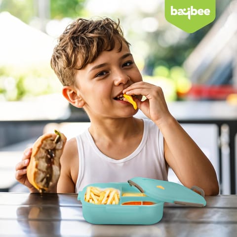 Baybee Lunexa Lunch Box for kids with 3 Compartment | BPA Free, Food Grade Leak Proof Tiffin Box for School, Picnic & Outdoor | Hot Microwave Safe Food Container Lunch Box - Boys & Girls 1040ml(Green)