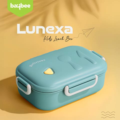 Baybee Lunexa Lunch Box for kids with 3 Compartment | BPA Free, Food Grade Leak Proof Tiffin Box for School, Picnic & Outdoor | Hot Microwave Safe Food Container Lunch Box - Boys & Girls 1040ml(Green)