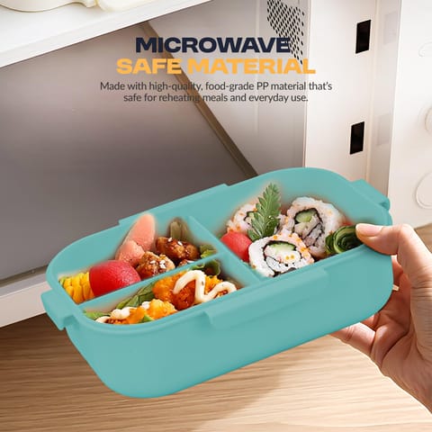 Baybee Lunexa Lunch Box for kids with 3 Compartment | BPA Free, Food Grade Leak Proof Tiffin Box for School, Picnic & Outdoor | Hot Microwave Safe Food Container Lunch Box - Boys & Girls 1040ml(Green)