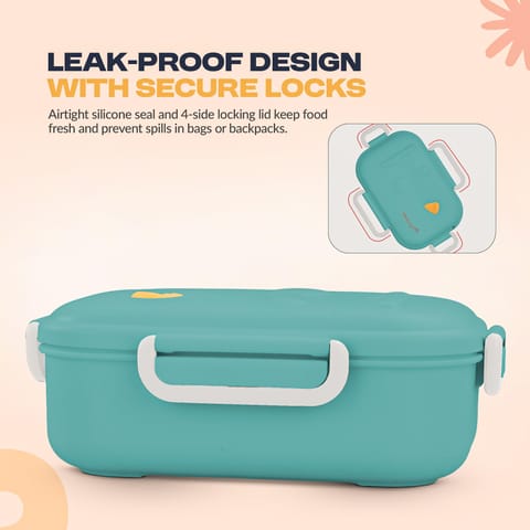 Baybee Lunexa Lunch Box for kids with 3 Compartment | BPA Free, Food Grade Leak Proof Tiffin Box for School, Picnic & Outdoor | Hot Microwave Safe Food Container Lunch Box - Boys & Girls 1040ml(Green)