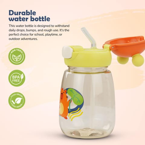 Baybee SnowSip Baby Sipper Bottle with Straw for Kids | Spill Proof & BPA Free Safe Sipper 540ml | Cute Cartoon Design Smooth Sipping & Neck Strap | Water Bottle for School Kids Boys Girls (Green)