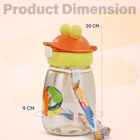 Baybee SnowSip Baby Sipper Bottle with Straw for Kids | Spill Proof & BPA Free Safe Sipper 540ml | Cute Cartoon Design Smooth Sipping & Neck Strap | Water Bottle for School Kids Boys Girls (Green)