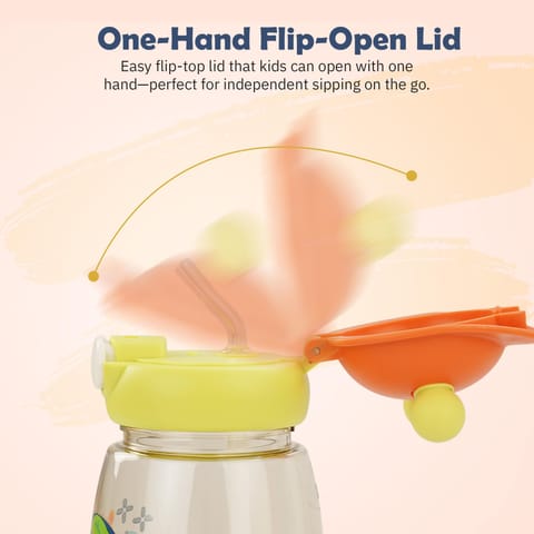 Baybee SnowSip Baby Sipper Bottle with Straw for Kids | Spill Proof & BPA Free Safe Sipper 540ml | Cute Cartoon Design Smooth Sipping & Neck Strap | Water Bottle for School Kids Boys Girls (Green)