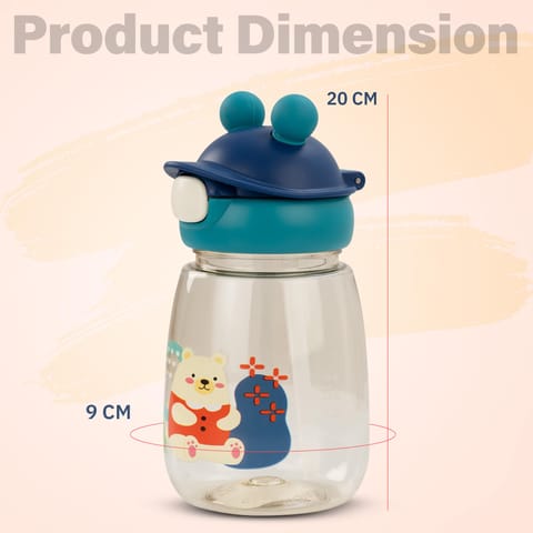 Baybee SnowSip Baby Sipper Bottle with Straw for Kids | Spill Proof & BPA Free Safe Sipper 540ml | Cute Cartoon Design Smooth Sipping & Adjustable Strap | Water Bottle for School Kids Boys Girls(Blue)