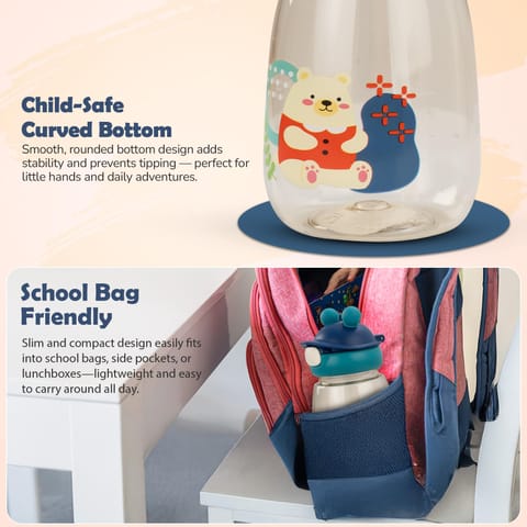 Baybee SnowSip Baby Sipper Bottle with Straw for Kids | Spill Proof & BPA Free Safe Sipper 540ml | Cute Cartoon Design Smooth Sipping & Adjustable Strap | Water Bottle for School Kids Boys Girls(Blue)