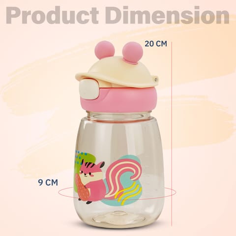 Baybee SnowSip Baby Sipper Bottle with Straw for Kids | Spill Proof & BPA Free Safe Sipper 540ml | Cute Cartoon Design Smooth Sipping & Adjustable Strap | Water Bottle for School Kids Boys Girls(Pink)