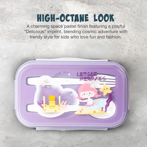 BAYBEE TiffinTote Lunch Box for School Kids Girls, Boys | BPA-Free 1050ml Lunch Box with 500ml Water Bottle with Spoon & Fork | Leak-Proof Tiffin Box with Sipper Bottle for School, Picnic (Purple)