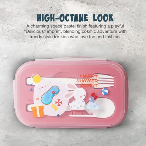 BAYBEE TiffinTote Lunch Box for School Kids Girls, Boys | BPA-Free 1050ml Lunch Box with 500ml Water Bottle with Spoon & Fork | Leak-Proof Tiffin Box with Sipper Bottle for School, Picnic (Pink)