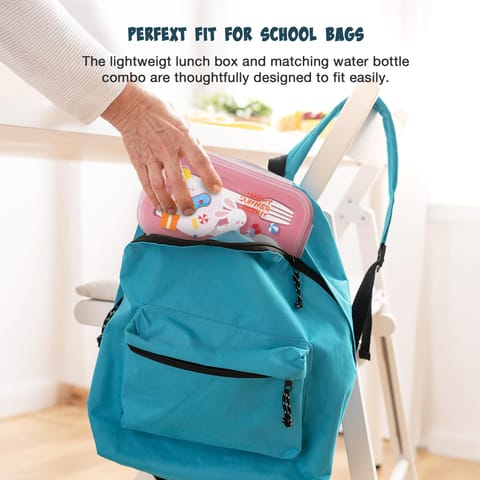 BAYBEE TiffinTote Lunch Box for School Kids Girls, Boys | BPA-Free 1050ml Lunch Box with 500ml Water Bottle with Spoon & Fork | Leak-Proof Tiffin Box with Sipper Bottle for School, Picnic (Pink)