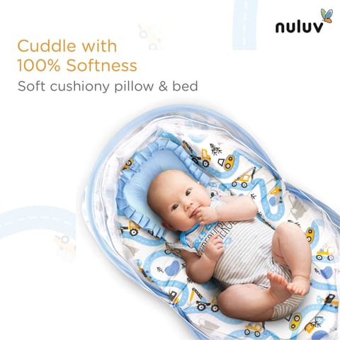 Nuluv Baby Blanket, Quilt for Baby Boys and Girls, 100% Cotton Blanket, Soft and Comfortable, Antimicrobial & Hypoallergenic Filling, 23x36 inches, for Kids Aged 0-9 Months, Transport Design