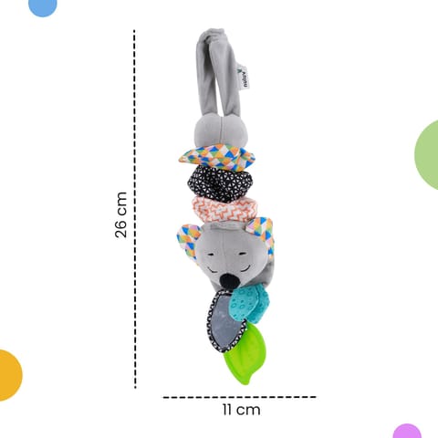 Nuluv Musical Koala Baby Stroller Toy, Soft Plush Sensory Jitter Toy with Music, Teether & Crinkle Ears, Calming Bedtime Companion, Soothing Sound & Vibration, for Babies Aged 3+ Months