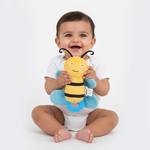Nuluv Crinkly Bee Baby Toy, Soft Plush Crinkle Sound Toy for Kids, Bright Colors and Textures for Sensory Play, Lightweight Cuddly Bee for Babies Aged 3+ Months