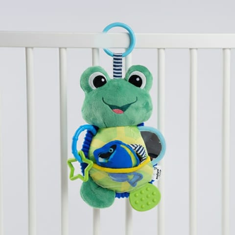Nuluv Activity Toad Baby Toy, Crinkle Fish, Baby-Safe Mirror, Teethers and Sensory, Stroller Toy for Babies, Lightweight and Interactive Soft Toy, for Babies 3+ Months