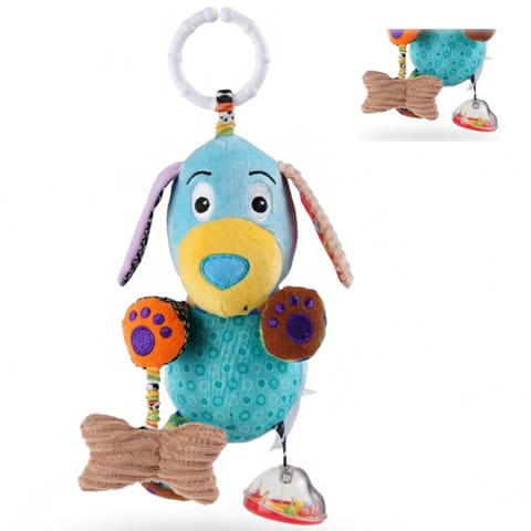 Nuluv Play Puppy Soft Toy for Babies, Plush Rattle Toy with Crinkle Sound and Attached Bone, Baby-Safe Sensory Toy, Lightweight and Cuddly Playtime Companion, for Babies 3+ Months