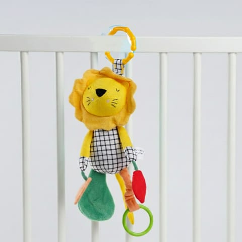 Nuluv Lino Rattle Buddy, Soft Plush Sensory Toy with Rattle, Crinkle Sound, Teether and Baby-Safe Mirror, Lightweight and Easy to Hold, for Babies 3+ Months