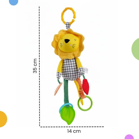 Nuluv Lino Rattle Buddy, Soft Plush Sensory Toy with Rattle, Crinkle Sound, Teether and Baby-Safe Mirror, Lightweight and Easy to Hold, for Babies 3+ Months