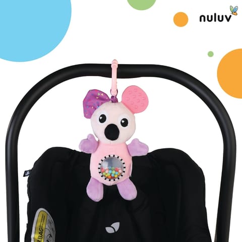 Nuluv Infant Koala Jittery Teether Rattle Plush Toy, Hanging Rattle, Stroller Toy with Tactile Material for Baby 3 Months+,Multicolor