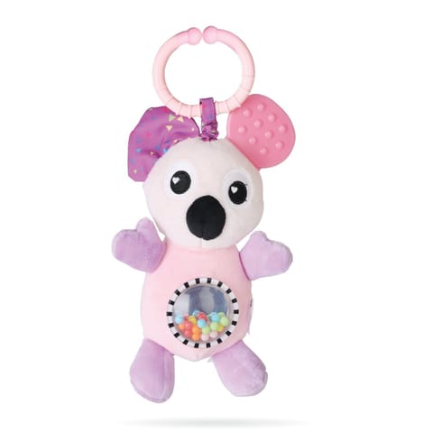 Nuluv Infant Koala Jittery Teether Rattle Plush Toy, Hanging Rattle, Stroller Toy with Tactile Material for Baby 3 Months+,Multicolor