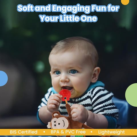 Nuluv Jittery Monkey Baby Toy, Vibrating Plush with Soft Fabric, Hanging Stroller and Crib Toy for Sensory Development, Fun and Engaging Soft, Safe and Non-Toxic, for Babies 3+ Months