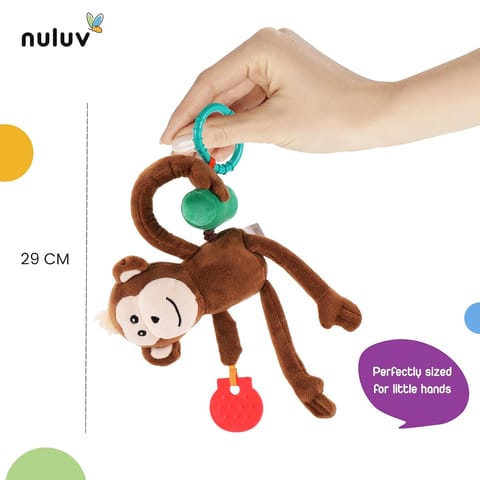 Nuluv Jittery Monkey Baby Toy, Vibrating Plush with Soft Fabric, Hanging Stroller and Crib Toy for Sensory Development, Fun and Engaging Soft, Safe and Non-Toxic, for Babies 3+ Months