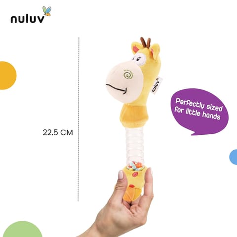Nuluv Giraffe Rattle Toy Soft Toy for Babies and Infants, Develop Sight, Sound and Motor Skills, Lightweight and Portable, Non-Toxic, for Babies 3+ Months