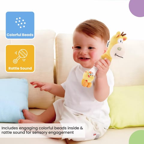 Nuluv Giraffe Rattle Toy Soft Toy for Babies and Infants, Develop Sight, Sound and Motor Skills, Lightweight and Portable, Non-Toxic, for Babies 3+ Months