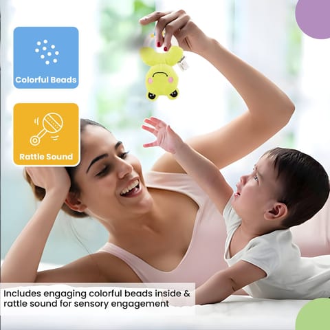 Nuluv Frog Ring Rattle Toy, Soft Toy with Rattle Sound, Ring Rattle for Babies and Infants, Develops Sight, Sound and Motor Skills, Lightweight and Portable, Non-Toxic, for Babies 3+ Months