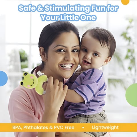 Nuluv Frog Ring Rattle Toy, Soft Toy with Rattle Sound, Ring Rattle for Babies and Infants, Develops Sight, Sound and Motor Skills, Lightweight and Portable, Non-Toxic, for Babies 3+ Months