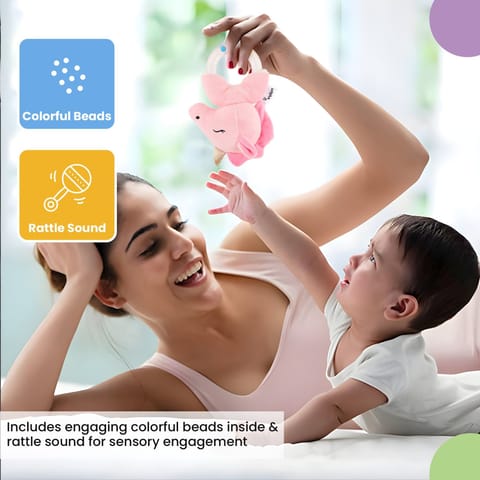 Nuluv Unicorn Ring Rattle Toy, Soft Toy with Rattle Sound, Ring Rattle for Babies and Infants, Develops Sight, Sound and Motor Skills, Lightweight and Portable, Non-Toxic, for Babies 3+ Months