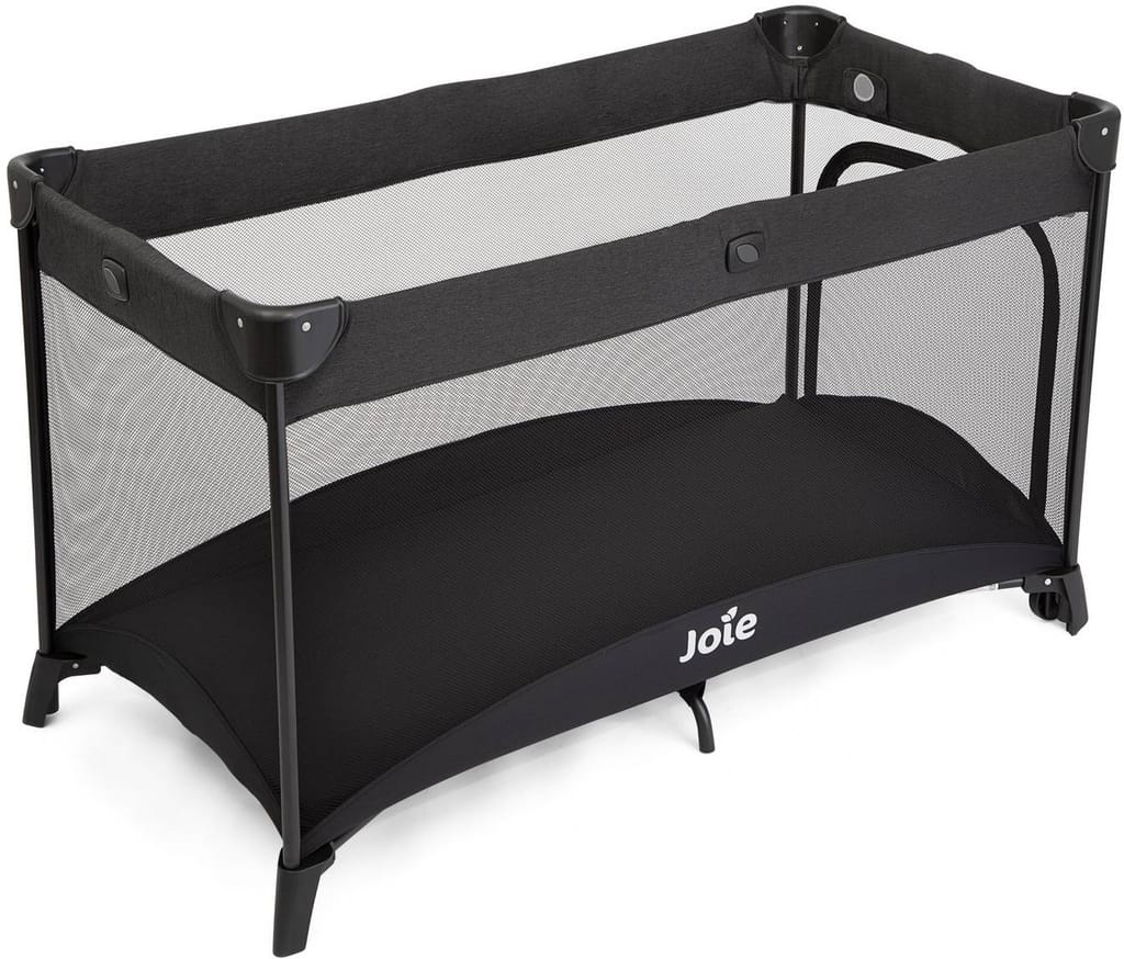 Joie Allura 120 Travel Cot – Full-Size Bassinet, Mesh Ventilation, Zippered Side Entry, Removable Mattress, Carry Bag & Wheels – from Birth to 15 kg