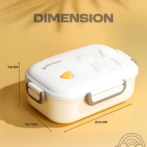 Baybee Lunexa Lunch Box for kids with 3 Compartment | BPA Free, Food Grade Leak Proof Tiffin Box for School, Picnic & Outdoor | Hot Microwave Safe Food Container Lunch Box - Boys & Girls 1040ml(White)