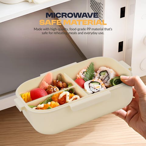 Baybee Lunexa Lunch Box for kids with 3 Compartment | BPA Free, Food Grade Leak Proof Tiffin Box for School, Picnic & Outdoor | Hot Microwave Safe Food Container Lunch Box - Boys & Girls 1040ml(White)