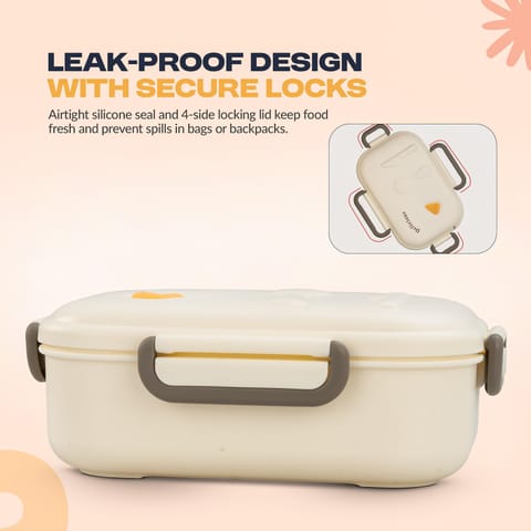 Baybee Lunexa Lunch Box for kids with 3 Compartment | BPA Free, Food Grade Leak Proof Tiffin Box for School, Picnic & Outdoor | Hot Microwave Safe Food Container Lunch Box - Boys & Girls 1040ml(White)