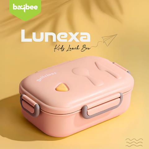 Baybee Lunexa Lunch Box for kids with 3 Compartment | BPA Free, Food Grade Leak Proof Tiffin Box for School, Picnic & Outdoor | Hot Microwave Safe Food Container Lunch Box - Boys & Girls 1040ml (Pink)