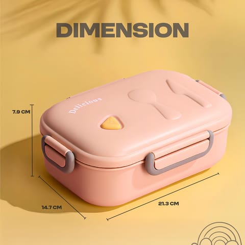 Baybee Lunexa Lunch Box for kids with 3 Compartment | BPA Free, Food Grade Leak Proof Tiffin Box for School, Picnic & Outdoor | Hot Microwave Safe Food Container Lunch Box - Boys & Girls 1040ml (Pink)